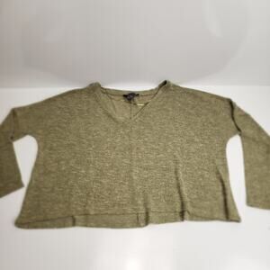 Primark Army Green Long Sleeve Pull-on V-Neck Sweater Women's Size S